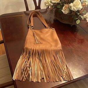 Imoshion Camel Fringe Gold Studded Western Shoulder Bag